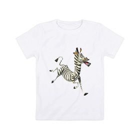 Детская футболка хлопок с принтом Мадагаскар в Курске, 100% хлопок | круглый вырез горловины, полуприлегающий силуэт, длина до линии бедер | Тематика изображения на принте: 