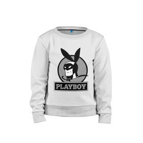 Детский свитшот хлопок с принтом Playboy (Человек-кролик) в Курске, 100% хлопок | круглый вырез горловины, эластичные манжеты, пояс и воротник | Тематика изображения на принте: кролик | плейбой | плэйбой | символа playboy человек кролик. rabbitman.playboy
