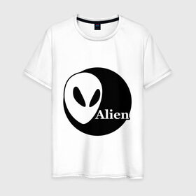Мужская футболка хлопок с принтом Пришелец в Курске, 100% хлопок | прямой крой, круглый вырез горловины, длина до линии бедер, слегка спущенное плечо. | alien | alienгуманоид | инопланетянин | космос | нло | пришелец | пришельцы | ретающая терелка