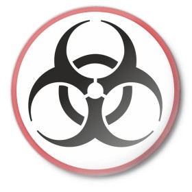 Значок с принтом Биологическая угроза в Курске,  металл | круглая форма, металлическая застежка в виде булавки | danger | биологическая | знак | опасность | предупреждение | угроза