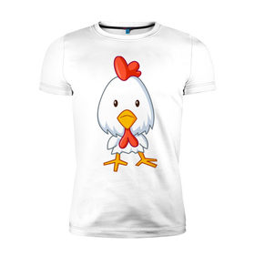 Мужская футболка премиум с принтом Цыплёнок (2) в Курске, 92% хлопок, 8% лайкра | приталенный силуэт, круглый вырез ворота, длина до линии бедра, короткий рукав | животные | курица | птенец | птенчик | цыпа | цыпленок | цыплята