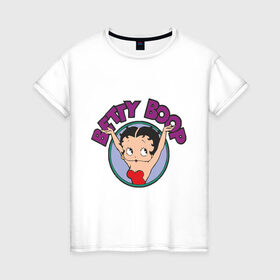 Женская футболка хлопок с принтом Betty boop в Курске, 100% хлопок | прямой крой, круглый вырез горловины, длина до линии бедер, слегка спущенное плечо | betty boop | бетти буп