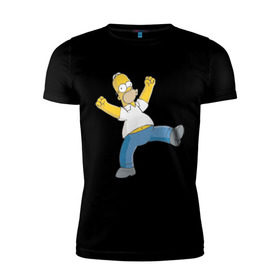 Мужская футболка премиум с принтом Гомер симпсон в Курске, 92% хлопок, 8% лайкра | приталенный силуэт, круглый вырез ворота, длина до линии бедра, короткий рукав | гомер