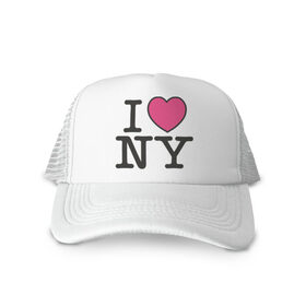Кепка тракер с сеткой с принтом I Love NY - Я люблю Нью-Йорк в Курске, трикотажное полотно; задняя часть — сетка | длинный козырек, универсальный размер, пластиковая застежка | i love | i love ny | new york | new york. america | америка | американский | нью йорк | я люблю нью йорк