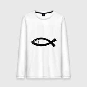 Мужской лонгслив хлопок с принтом Христианская рыбка в Курске, 100% хлопок |  | рыба | рыбка   символ христианства.баптисты | христианство