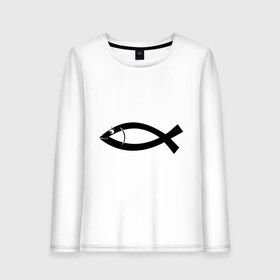 Женский лонгслив хлопок с принтом Христианская рыбка в Курске, 100% хлопок |  | рыба | рыбка   символ христианства.баптисты | христианство