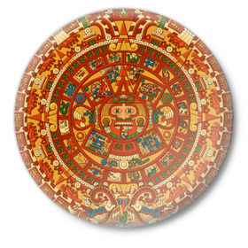 Значок с принтом Календарь майя в Курске,  металл | круглая форма, металлическая застежка в виде булавки | индейцы | календарь | майя