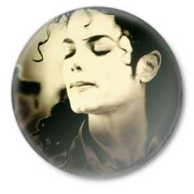 Значок с принтом Майкл Джексон в Курске,  металл | круглая форма, металлическая застежка в виде булавки | billie jean | billy jean | michael jackson | майкл джексон
