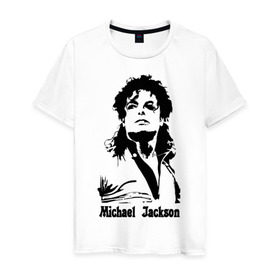 Мужская футболка хлопок с принтом Michael Jackson в Курске, 100% хлопок | прямой крой, круглый вырез горловины, длина до линии бедер, слегка спущенное плечо. | jackson | michael | pop | джексон | майкл | майкл джексон | поп