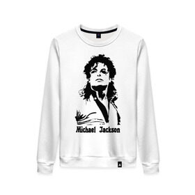 Женский свитшот хлопок с принтом Michael Jackson в Курске, 100% хлопок | прямой крой, круглый вырез, на манжетах и по низу широкая трикотажная резинка  | Тематика изображения на принте: jackson | michael | pop | джексон | майкл | майкл джексон | поп