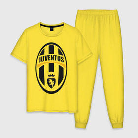 Мужская пижама хлопок с принтом Italian Serie A. Juventus FC в Курске, 100% хлопок | брюки и футболка прямого кроя, без карманов, на брюках мягкая резинка на поясе и по низу штанин
 | Тематика изображения на принте: фк | ювентус