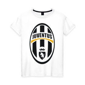 Женская футболка хлопок с принтом Italian Serie A. Juventus FC в Курске, 100% хлопок | прямой крой, круглый вырез горловины, длина до линии бедер, слегка спущенное плечо | фк | ювентус