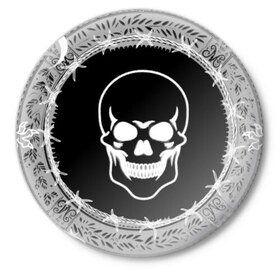 Значок с принтом Роскошный череп в Курске,  металл | круглая форма, металлическая застежка в виде булавки | 