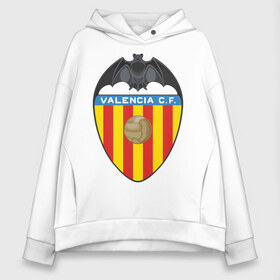 Женское худи Oversize хлопок с принтом Spanish Primera Valencia FC в Курске, френч-терри — 70% хлопок, 30% полиэстер. Мягкий теплый начес внутри —100% хлопок | боковые карманы, эластичные манжеты и нижняя кромка, капюшон на магнитной кнопке | valencia | valencia fc | валенсия | евро 2012 | испания | сборная испании | фк | футбольный клуб