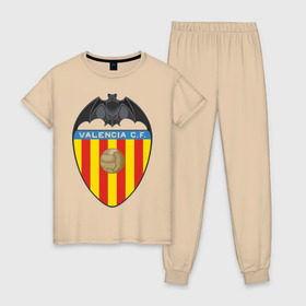 Женская пижама хлопок с принтом Spanish Primera. Valencia FC в Курске, 100% хлопок | брюки и футболка прямого кроя, без карманов, на брюках мягкая резинка на поясе и по низу штанин | valencia | valencia fc | валенсия | евро 2012 | испания | сборная испании | фк | футбольный клуб