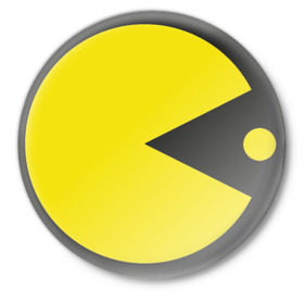 Значок с принтом Пакман в Курске,  металл | круглая форма, металлическая застежка в виде булавки | pacman | пакман | пакмен