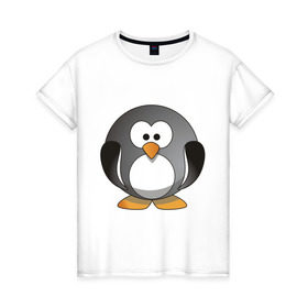 Женская футболка хлопок с принтом Пингвин (4) в Курске, 100% хлопок | прямой крой, круглый вырез горловины, длина до линии бедер, слегка спущенное плечо | 