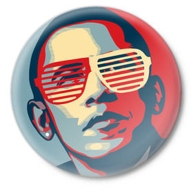 Значок с принтом Президент США в Курске,  металл | круглая форма, металлическая застежка в виде булавки | обама