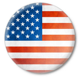 Значок с принтом Флаг США в Курске,  металл | круглая форма, металлическая застежка в виде булавки | america | usa | америка | вашингтон | нью йорк | сша | флаг | штаты