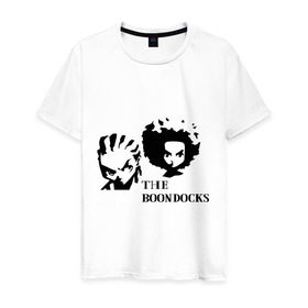 Мужская футболка хлопок с принтом Гетто (The Boondocks) в Курске, 100% хлопок | прямой крой, круглый вырез горловины, длина до линии бедер, слегка спущенное плечо. | 2x2 | boondocks | ghetto | tv | бундокс | гетто | мультик | мультфильмы | тв