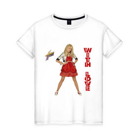 Женская футболка хлопок с принтом Hannah Montana в Курске, 100% хлопок | прямой крой, круглый вырез горловины, длина до линии бедер, слегка спущенное плечо | hannah montana | хана монтана | ханна монтана