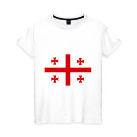 Женская футболка хлопок с принтом Грузия в Курске, 100% хлопок | прямой крой, круглый вырез горловины, длина до линии бедер, слегка спущенное плечо | Тематика изображения на принте: грузии | грузин | грузины | грузия | флаг