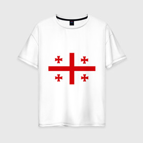 Женская футболка хлопок Oversize с принтом Грузия в Курске, 100% хлопок | свободный крой, круглый ворот, спущенный рукав, длина до линии бедер
 | грузии | грузин | грузины | грузия | флаг