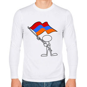 Мужской лонгслив хлопок с принтом Армения (человек с флагом) в Курске, 100% хлопок |  | Тематика изображения на принте: armenia | армении | армения | армяне | армянин | армянка | ереван | флаг