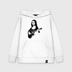 Детская толстовка хлопок с принтом Мона лиза с гитарой в Курске, 100% хлопок | Круглый горловой вырез, эластичные манжеты, пояс, капюшен | гитара