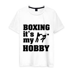 Мужская футболка хлопок с принтом Бокс - это мое хобби в Курске, 100% хлопок | прямой крой, круглый вырез горловины, длина до линии бедер, слегка спущенное плечо. | емельяненко