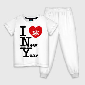Детская пижама хлопок с принтом I love New Year в Курске, 100% хлопок |  брюки и футболка прямого кроя, без карманов, на брюках мягкая резинка на поясе и по низу штанин
 | Тематика изображения на принте: 2012 | new year | год дракона | нг | новогодний | новый 2012 | новый год | снежинка