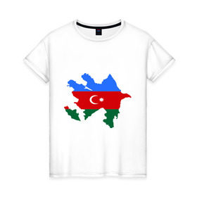 Женская футболка хлопок с принтом Azerbaijan map в Курске, 100% хлопок | прямой крой, круглый вырез горловины, длина до линии бедер, слегка спущенное плечо | Тематика изображения на принте: azerbaijan | azerbaijan map | map | азербайджан | азербайджанец | карта азербайджана