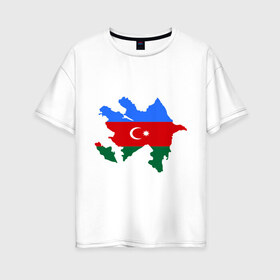 Женская футболка хлопок Oversize с принтом Azerbaijan map в Курске, 100% хлопок | свободный крой, круглый ворот, спущенный рукав, длина до линии бедер
 | azerbaijan | azerbaijan map | map | азербайджан | азербайджанец | карта азербайджана