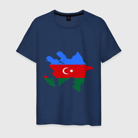 Мужская футболка хлопок с принтом Azerbaijan map в Курске, 100% хлопок | прямой крой, круглый вырез горловины, длина до линии бедер, слегка спущенное плечо. | Тематика изображения на принте: azerbaijan | azerbaijan map | map | азербайджан | азербайджанец | карта азербайджана