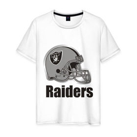 Мужская футболка хлопок с принтом Raiders (2) в Курске, 100% хлопок | прямой крой, круглый вырез горловины, длина до линии бедер, слегка спущенное плечо. | Тематика изображения на принте: freeride | raiders | райдер | райдеры | фрирайд | шлем