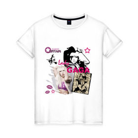 Женская футболка хлопок с принтом Lady GAGA (6) в Курске, 100% хлопок | прямой крой, круглый вырез горловины, длина до линии бедер, слегка спущенное плечо | lady gaga | pop | леди гага | певицы | поп