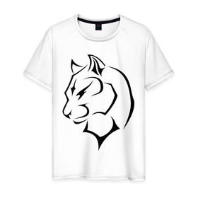 Мужская футболка хлопок с принтом Panther в Курске, 100% хлопок | прямой крой, круглый вырез горловины, длина до линии бедер, слегка спущенное плечо. | кошачьи | кошка | пантера | хищник