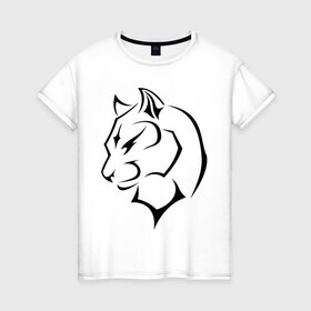 Женская футболка хлопок с принтом Panther в Курске, 100% хлопок | прямой крой, круглый вырез горловины, длина до линии бедер, слегка спущенное плечо | кошачьи | кошка | пантера | хищник