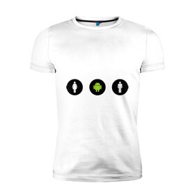 Мужская футболка премиум с принтом Android + м + ж в Курске, 92% хлопок, 8% лайкра | приталенный силуэт, круглый вырез ворота, длина до линии бедра, короткий рукав | 