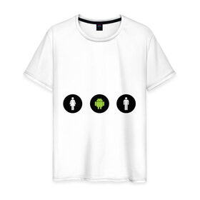 Мужская футболка хлопок с принтом Android + м + ж в Курске, 100% хлопок | прямой крой, круглый вырез горловины, длина до линии бедер, слегка спущенное плечо. | 