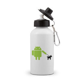 Бутылка спортивная с принтом Android с собакой в Курске, металл | емкость — 500 мл, в комплекте две пластиковые крышки и карабин для крепления | android | админу | андроид | прикольные | собака