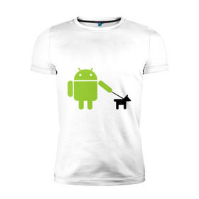 Мужская футболка премиум с принтом Android с собакой в Курске, 92% хлопок, 8% лайкра | приталенный силуэт, круглый вырез ворота, длина до линии бедра, короткий рукав | android | админу | андроид | прикольные | собака