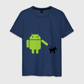 Мужская футболка хлопок с принтом Android с собакой в Курске, 100% хлопок | прямой крой, круглый вырез горловины, длина до линии бедер, слегка спущенное плечо. | android | админу | андроид | прикольные | собака