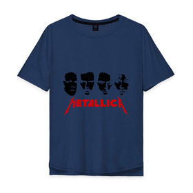 Мужская футболка хлопок Oversize с принтом Metallica (Лица) в Курске, 100% хлопок | свободный крой, круглый ворот, “спинка” длиннее передней части | Тематика изображения на принте: металлика