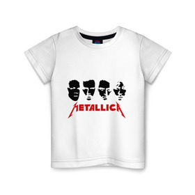 Детская футболка хлопок с принтом Metallica (Лица) в Курске, 100% хлопок | круглый вырез горловины, полуприлегающий силуэт, длина до линии бедер | металлика