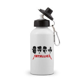 Бутылка спортивная с принтом Metallica (Лица) в Курске, металл | емкость — 500 мл, в комплекте две пластиковые крышки и карабин для крепления | металлика