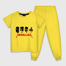Детская пижама хлопок с принтом Metallica (Лица) в Курске, 100% хлопок |  брюки и футболка прямого кроя, без карманов, на брюках мягкая резинка на поясе и по низу штанин
 | металлика
