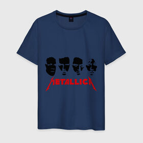 Мужская футболка хлопок с принтом Metallica (Лица) в Курске, 100% хлопок | прямой крой, круглый вырез горловины, длина до линии бедер, слегка спущенное плечо. | Тематика изображения на принте: металлика