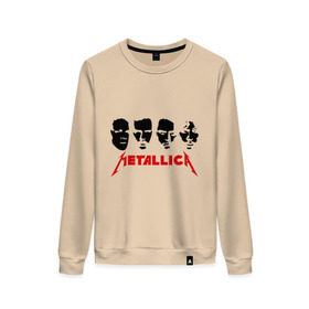 Женский свитшот хлопок с принтом Metallica (Лица) в Курске, 100% хлопок | прямой крой, круглый вырез, на манжетах и по низу широкая трикотажная резинка  | металлика