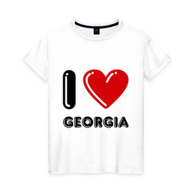 Женская футболка хлопок с принтом I love Georgia в Курске, 100% хлопок | прямой крой, круглый вырез горловины, длина до линии бедер, слегка спущенное плечо | georgia | i love | i love georgia | америка | сша | штат джорджия | я люблю джорджию